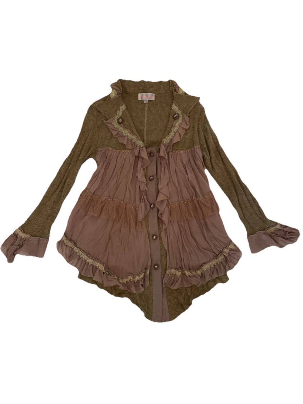 Pretty Angel Whimsical Gypsy Fairycore Witchy Tiered Lagenlook Cardigan Medium